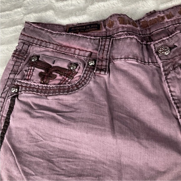 ROCK REVIVAL Moto Jeans Reid Biker Sz 40x 32 Embroidered Burgandy New With Tags - Picture 6 of 13